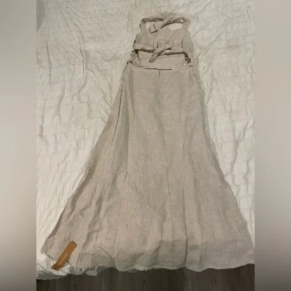 Reformation Beige Halter Midi Dress with Side Buttons - Picture 10 of 10